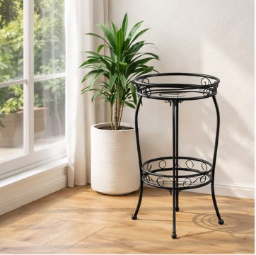 Suport de plante metalic cu 2 niveluri pentru plante de interior și exterior